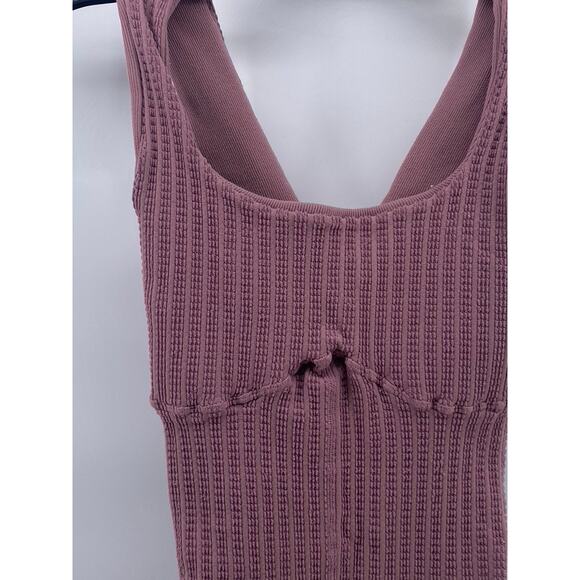 REFORMER Women's Mauve The Textured Runsie Scoop-Neck Pull-On Romper SZ XS/S - Picture 5 of 10